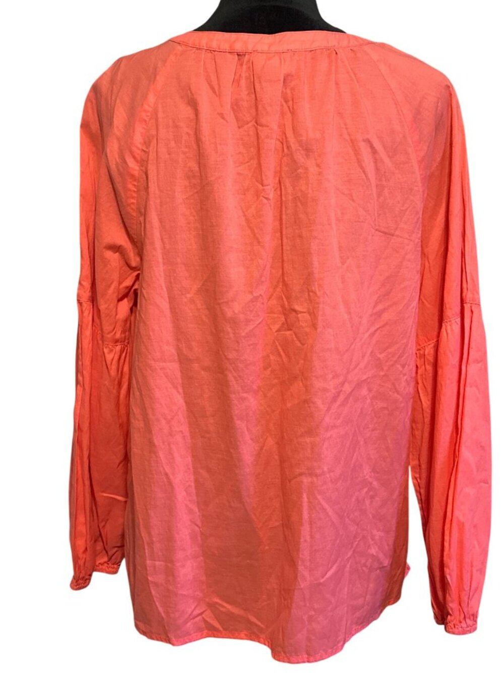 Chicos Coral Long Sleeve V-Neck Blouse With Tassels Size 2 - Picture 2 of 4